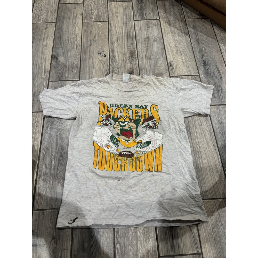 Vintage 1990 Green Bay Packers Taz Looney Tunes NFL Football T-Shirt Men's XL